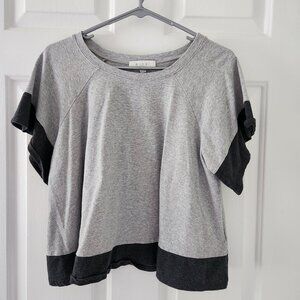 Anthropologie Eri + Ali Gray Color Block Slouchy Short Sleeve T-Shirt - Size S